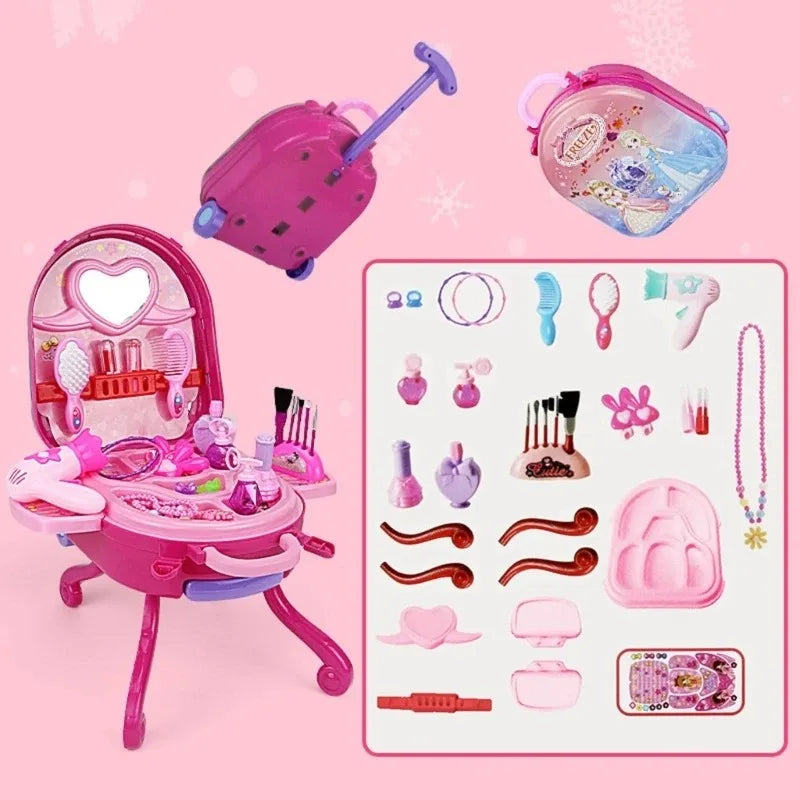 KTX-042451 Children's 2 in 1 Pretend Play Dressing Table & Cosmetic Box Set - Suitable for Ages 2 to 13