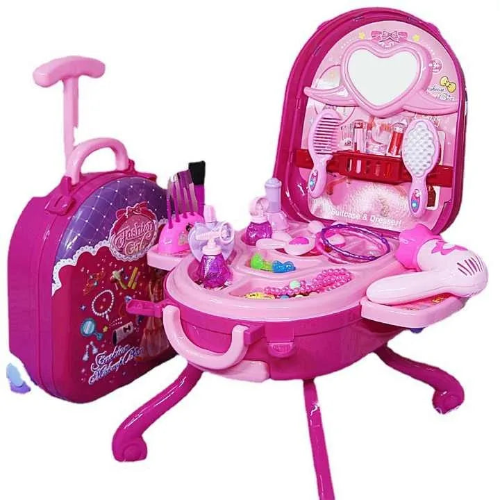 KTX-042451 Children's 2 in 1 Pretend Play Dressing Table & Cosmetic Box Set - Suitable for Ages 2 to 13