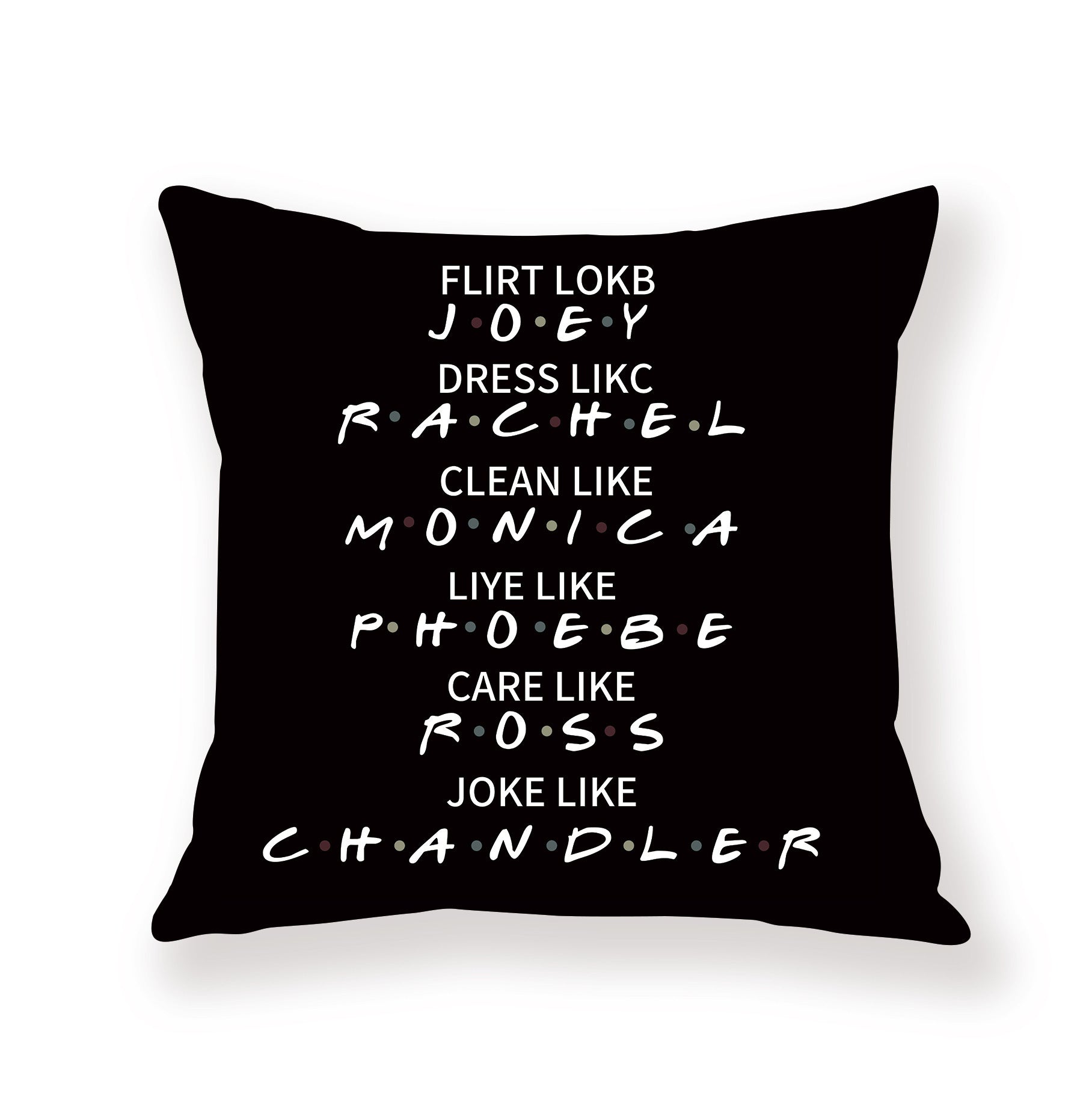 KTX-042579 Black Geometric Abstraction English Letter Pillow Cover, Modern 45x45cm, Chemical Fiber