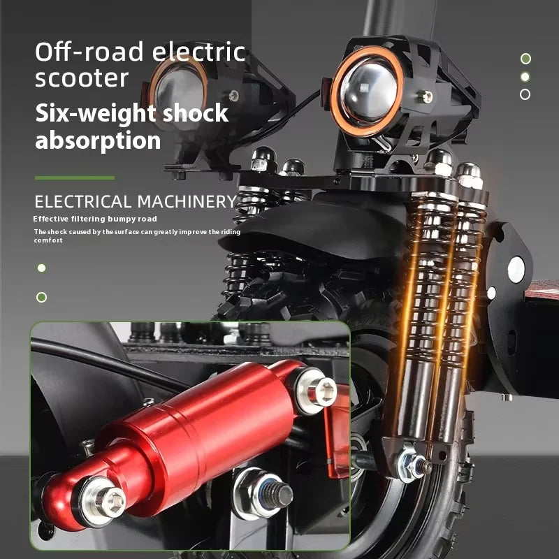 KTX-042643 Foldable Mini Electric Scooter with 11-Inch Tyres, 1200W Motor, 30-50km Range, Dual Suspension, Lightweight Design