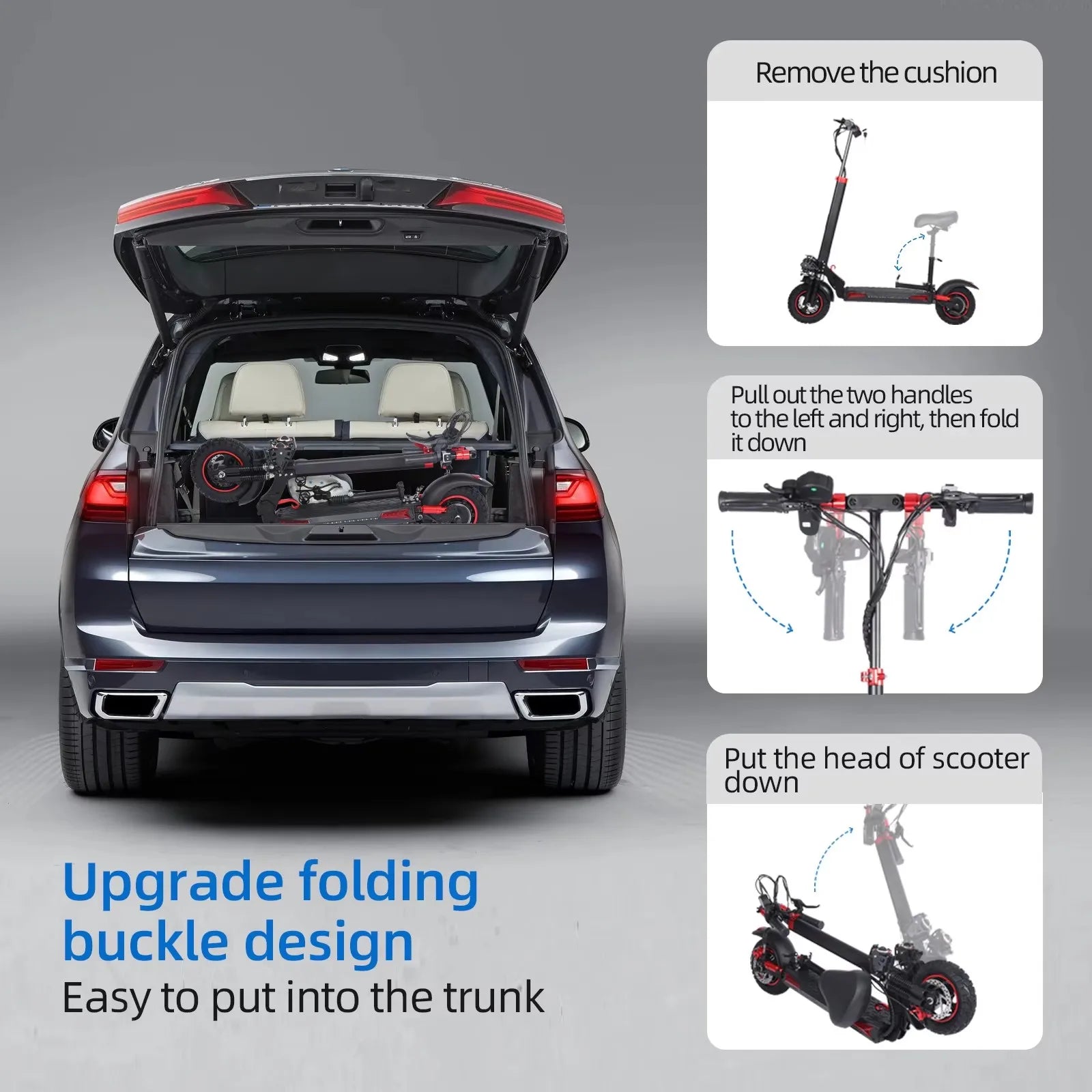 KTX-042643 Foldable Mini Electric Scooter with 11-Inch Tyres, 1200W Motor, 30-50km Range, Dual Suspension, Lightweight Design