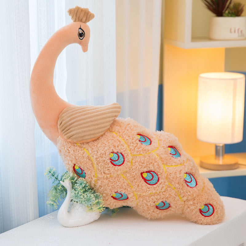 KTX-043603 Plush Peacock Pillow - Soft Short Plush with PP Cotton Filling