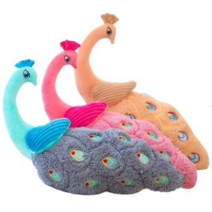 KTX-043603 Plush Peacock Pillow - Soft Short Plush with PP Cotton Filling