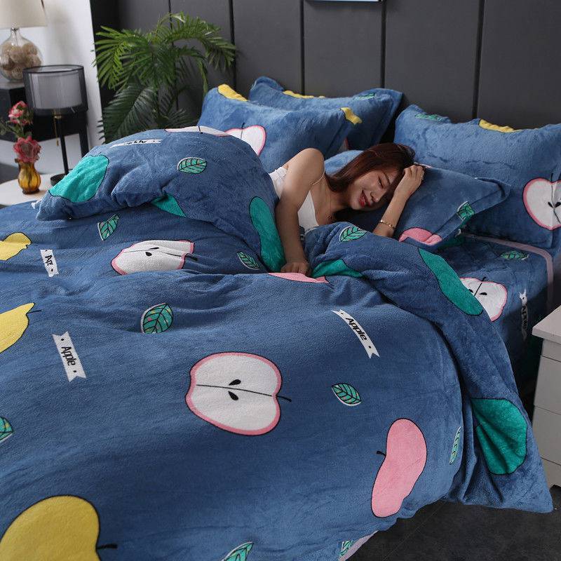 KTX-043923 Warm Double-sided Fleece Quilt Cover with Various Patterns and Sizes