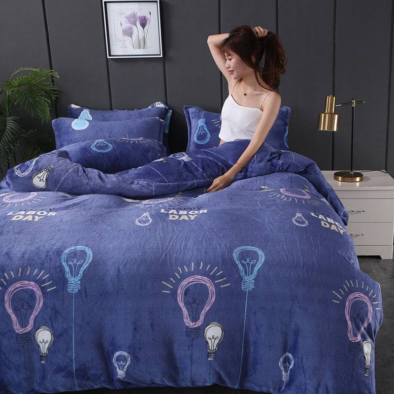 KTX-043923 Warm Double-sided Fleece Quilt Cover with Various Patterns and Sizes