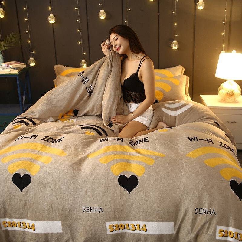 KTX-043923 Warm Double-sided Fleece Quilt Cover with Various Patterns and Sizes