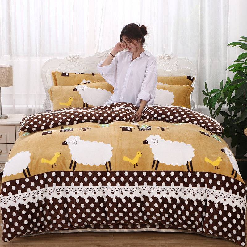 KTX-043923 Warm Double-sided Fleece Quilt Cover with Various Patterns and Sizes