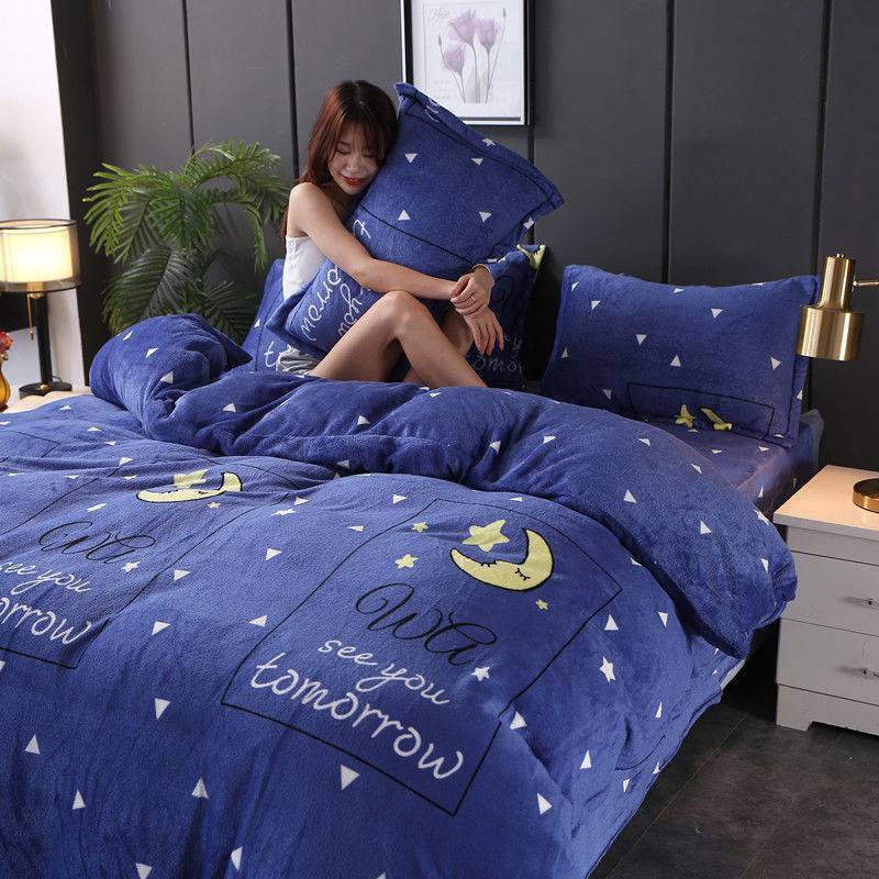 KTX-043923 Warm Double-sided Fleece Quilt Cover with Various Patterns and Sizes