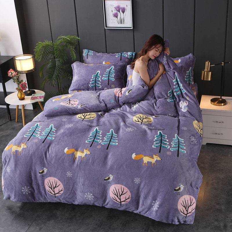 KTX-043923 Warm Double-sided Fleece Quilt Cover with Various Patterns and Sizes