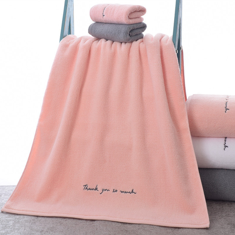 KTX-044499 Soft Cotton Couples Bath Towel - 150x70cm in Elegant Gray, Warm Pink, Pure White