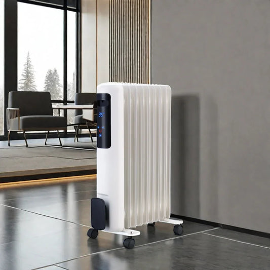 KTX-044691 1500/2000W Portable Oil-Filled Electric Radiator Heater with Adjustable Thermostat and Overheat Protection for Home Use