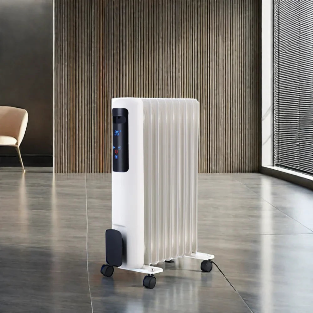 KTX-044691 1500/2000W Portable Oil-Filled Electric Radiator Heater with Adjustable Thermostat and Overheat Protection for Home Use