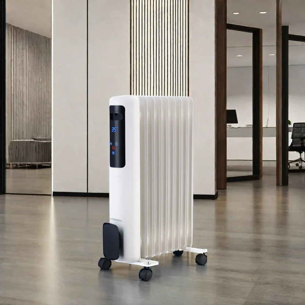 KTX-044691 1500/2000W Portable Oil-Filled Electric Radiator Heater with Adjustable Thermostat and Overheat Protection for Home Use