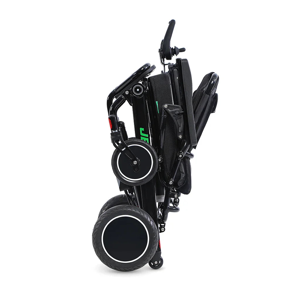 KTX-044947 Folding Electric Wheelchair with 4 Wheels, Aluminum Alloy Frame, 20 km Range, Black Coated Finish