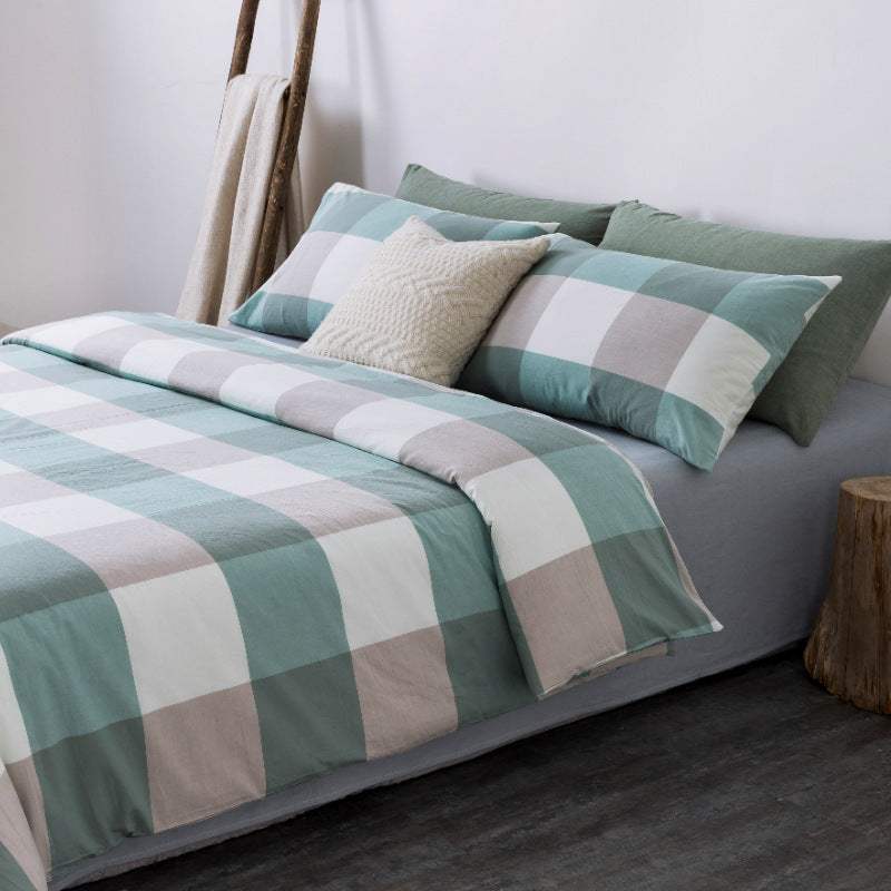 KTX-045907 Pure Cotton 4-Piece Bedding Set with Quilt Cover and Pillowcases for Multiple Bed Sizes