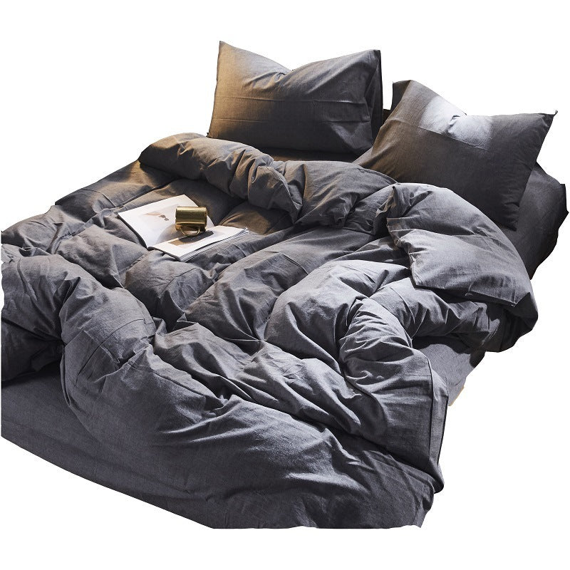 KTX-045907 Pure Cotton 4-Piece Bedding Set with Quilt Cover and Pillowcases for Multiple Bed Sizes