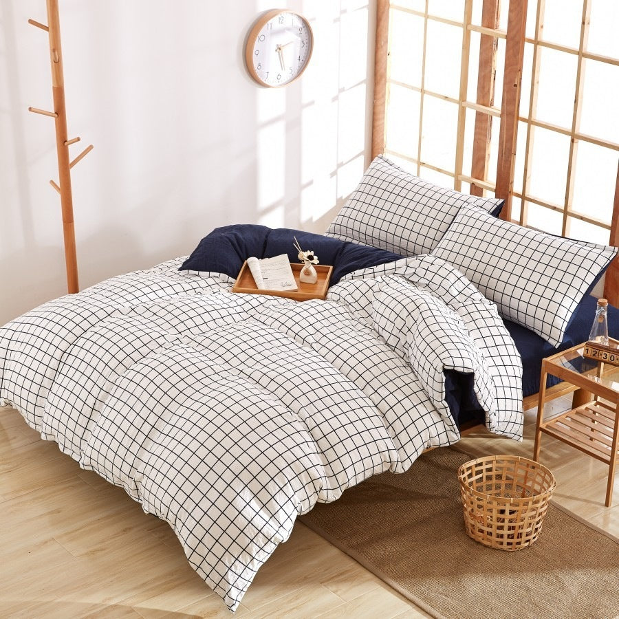 KTX-046227 Washed Cotton Four-Piece Quilt Cover Set for Various Bed Sizes