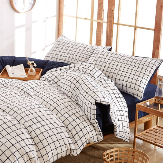 KTX-046227 Washed Cotton Four-Piece Quilt Cover Set for Various Bed Sizes