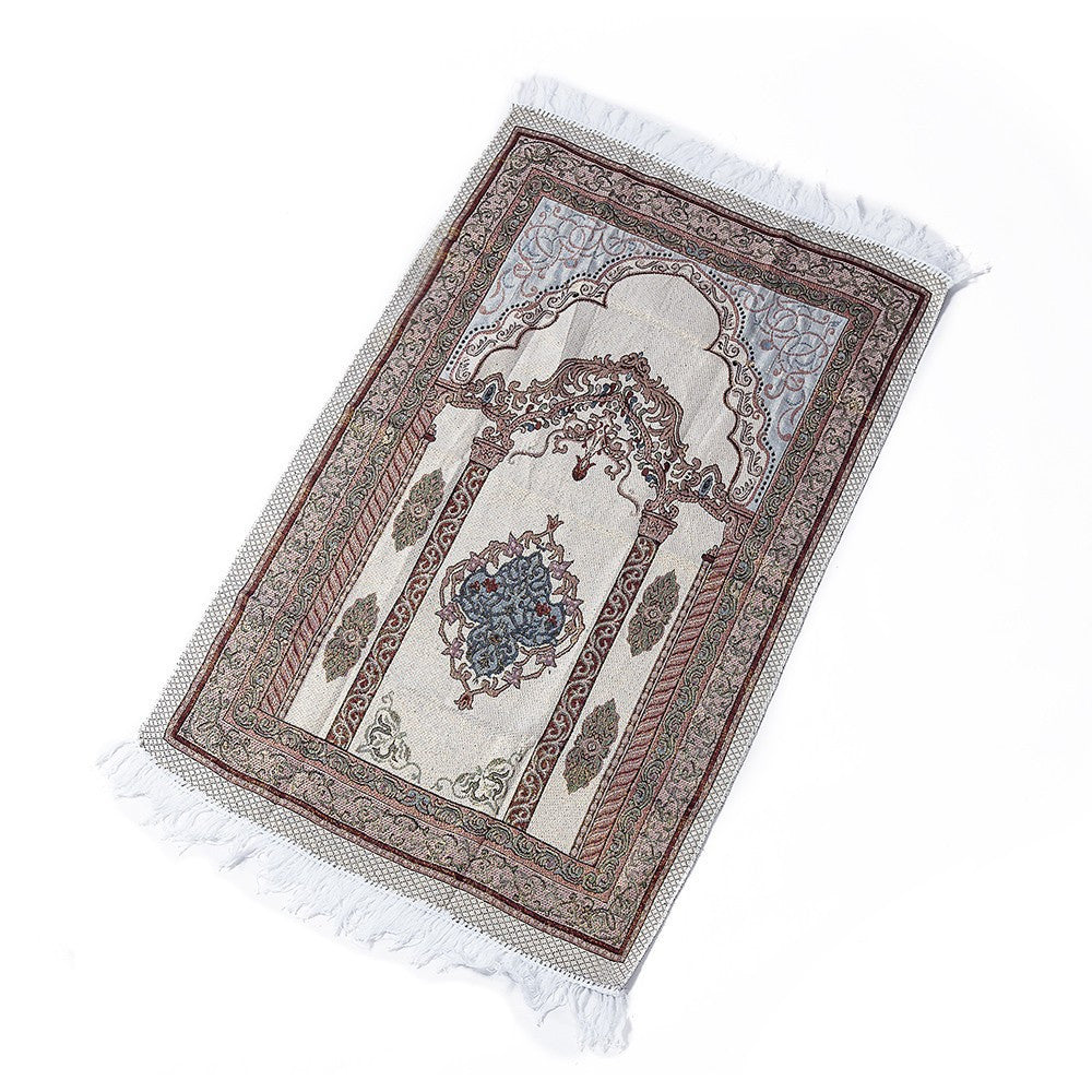 KTX-047059 Lightweight Cotton Muslim Prayer Blanket - Rectangle Grid Design, 65x110 cm for Living Room, Bedroom, and Outdoor Use