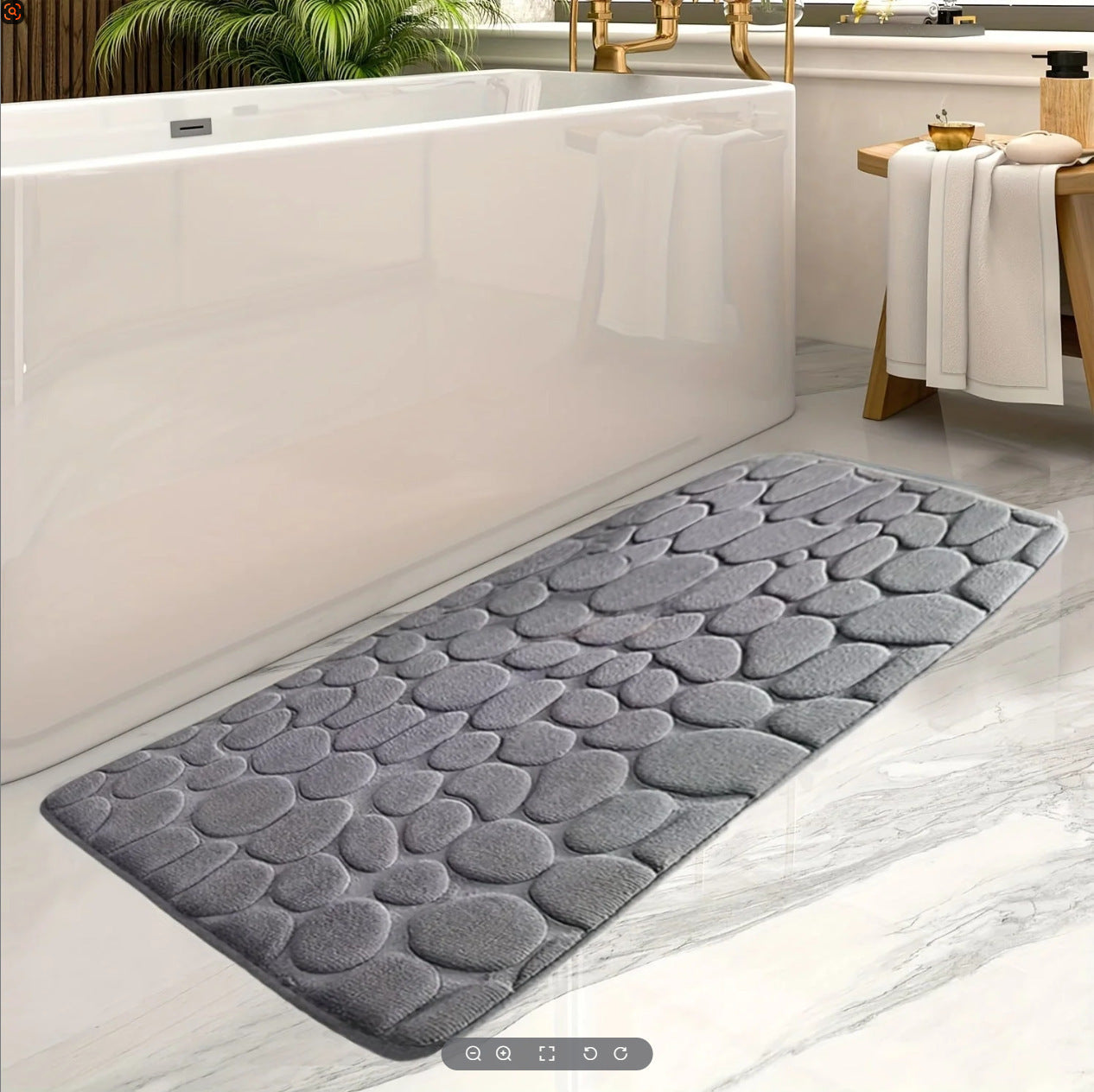 KTX-047123 Small Stone Block Embossed Non-Slip Kitchen Mat in Various Colors - 50x120cm Cotton