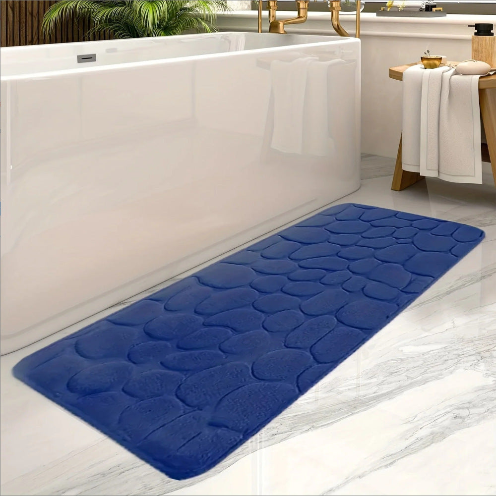 KTX-047123 Small Stone Block Embossed Non-Slip Kitchen Mat in Various Colors - 50x120cm Cotton