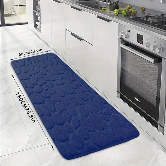 KTX-047123 Small Stone Block Embossed Non-Slip Kitchen Mat in Various Colors - 50x120cm Cotton