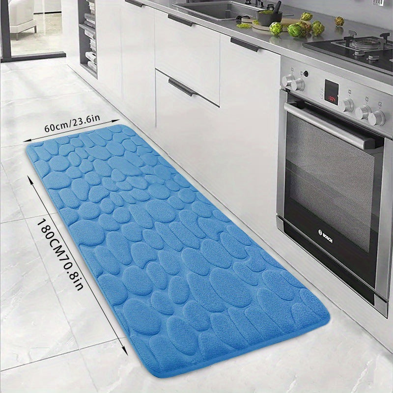 KTX-047123 Small Stone Block Embossed Non-Slip Kitchen Mat in Various Colors - 50x120cm Cotton
