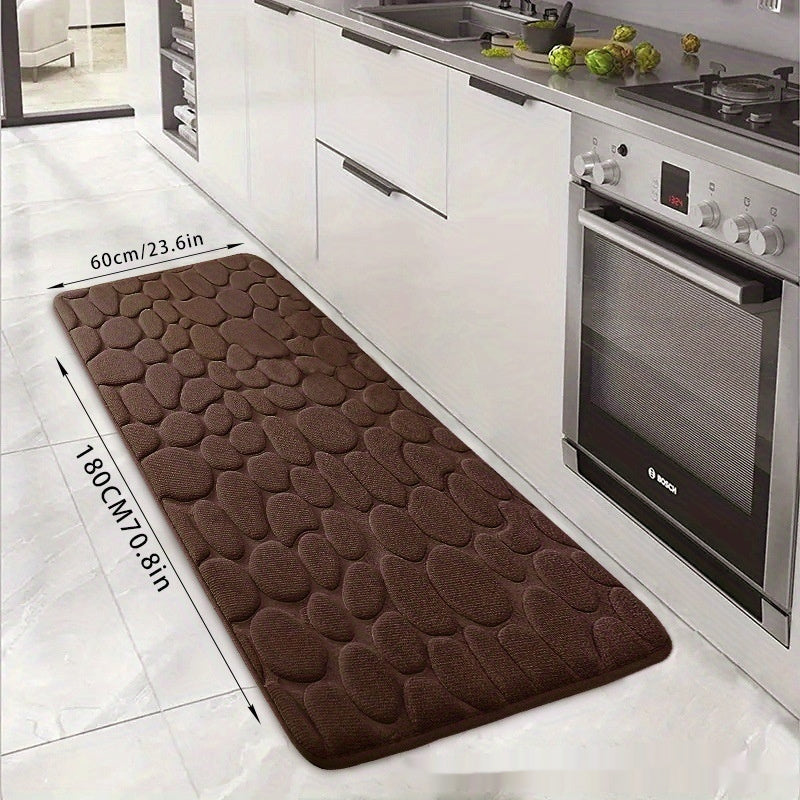 KTX-047123 Small Stone Block Embossed Non-Slip Kitchen Mat in Various Colors - 50x120cm Cotton