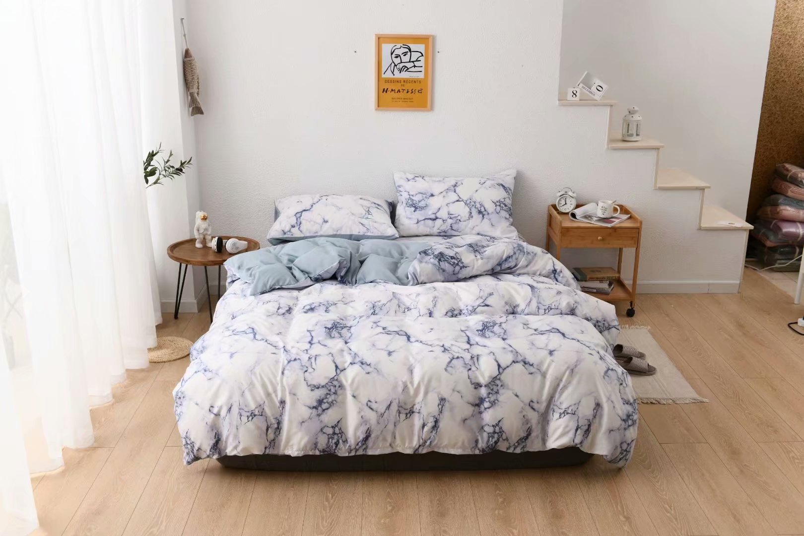 KTX-047379 Three-Piece Printed Bedding Set in Various Sizes - Soft Polyester Cotton Home Textile