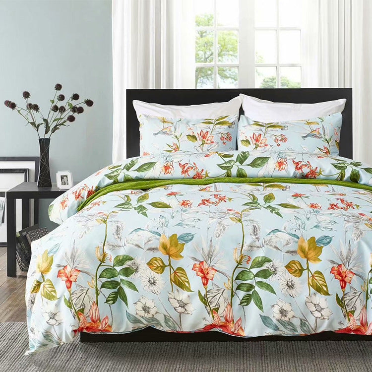 KTX-047379 Three-Piece Printed Bedding Set in Various Sizes - Soft Polyester Cotton Home Textile