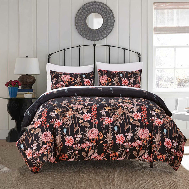 KTX-047379 Three-Piece Printed Bedding Set in Various Sizes - Soft Polyester Cotton Home Textile