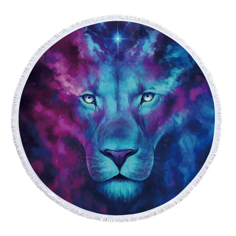 KTX-047699 Round Microfiber Beach Towel - 150cm x 150cm, Lightweight & Quick-Drying