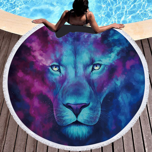 KTX-047699 Round Microfiber Beach Towel - 150cm x 150cm, Lightweight & Quick-Drying