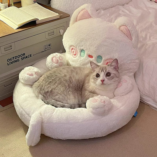 KTX-048659 Universal Warm Pet Bed for Cats - Cozy Hug Design, Multiple Sizes and Colors Available