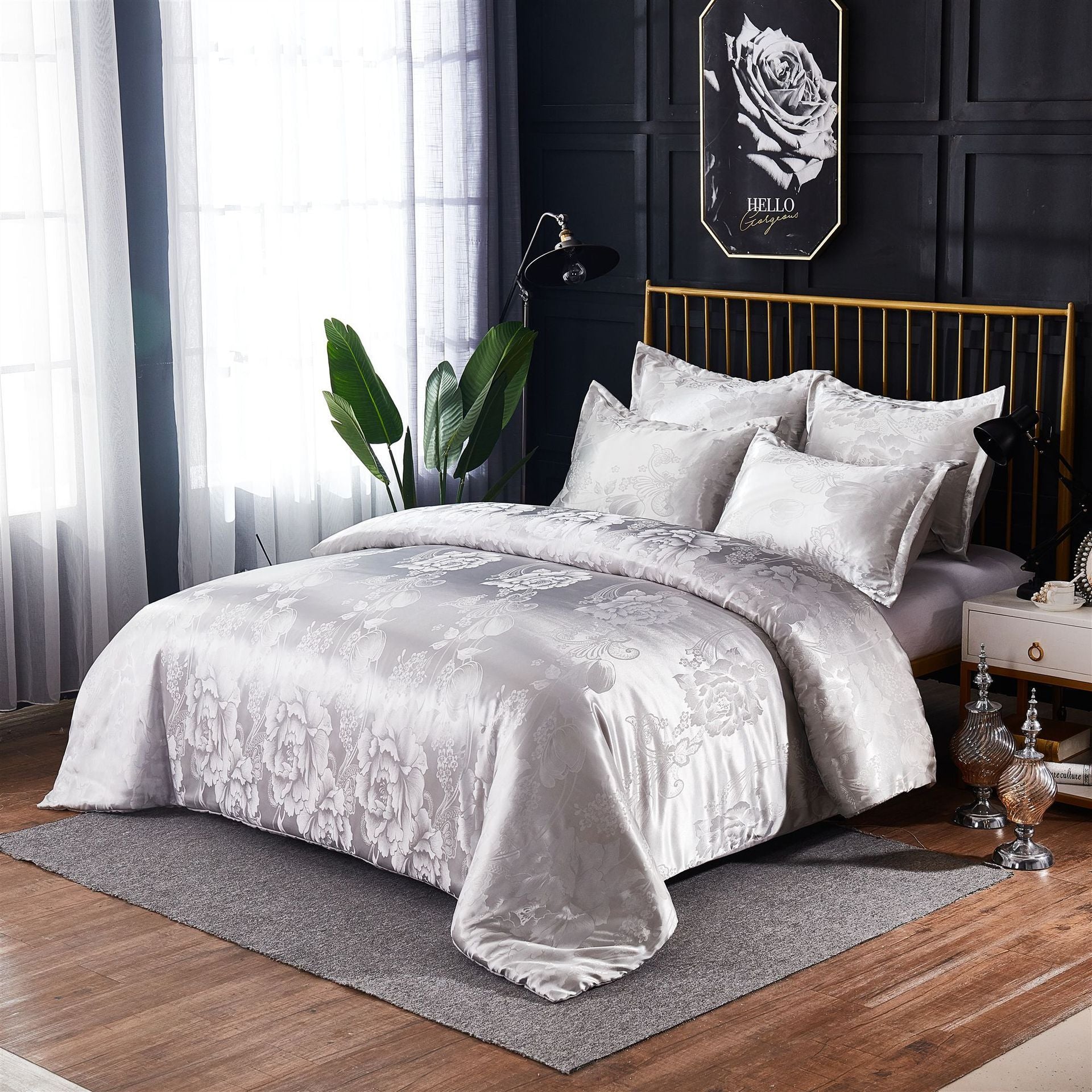 KTX-049299 Three-Piece Polyester Bedding Set with Reactive Print, Various Sizes Available