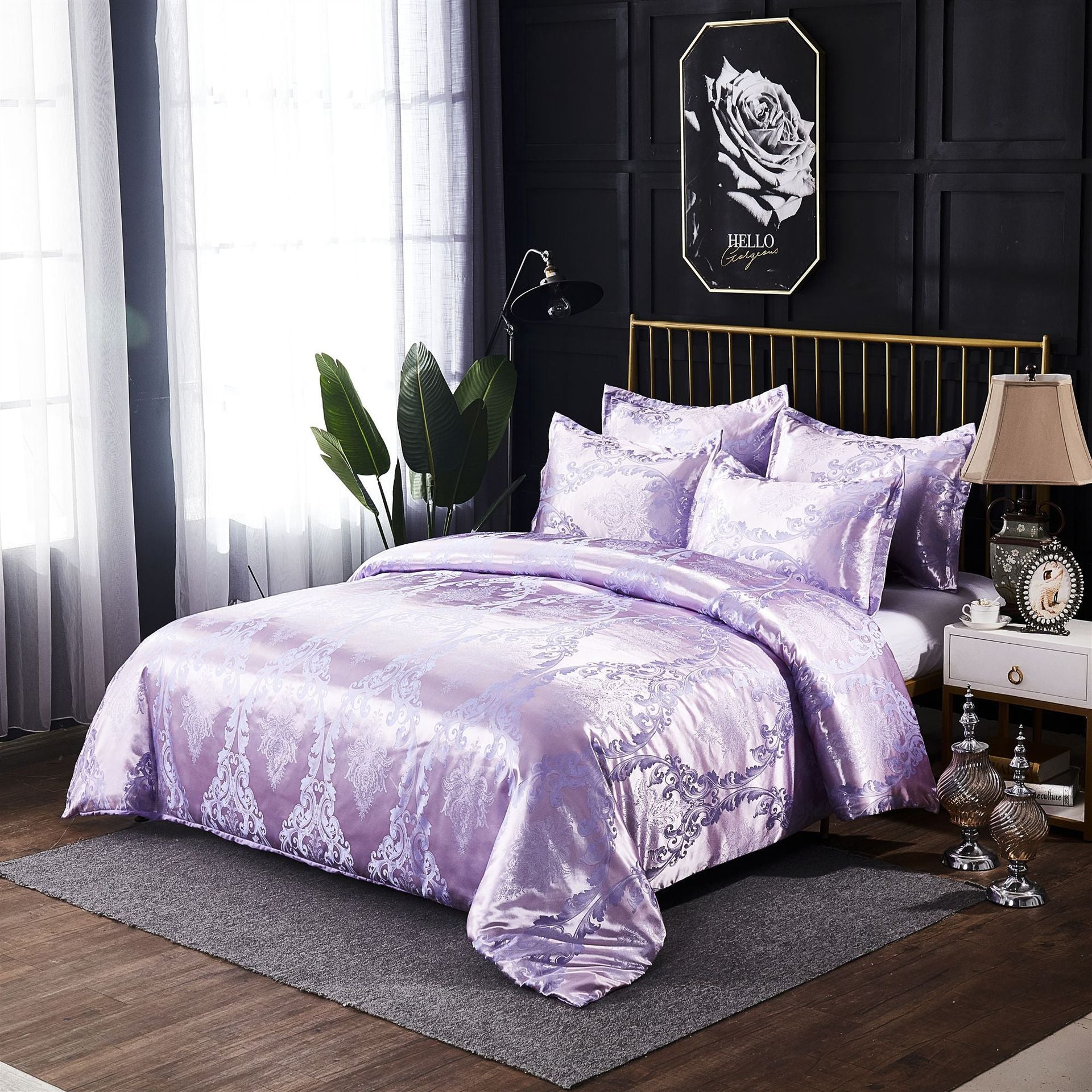 KTX-049299 Three-Piece Polyester Bedding Set with Reactive Print, Various Sizes Available