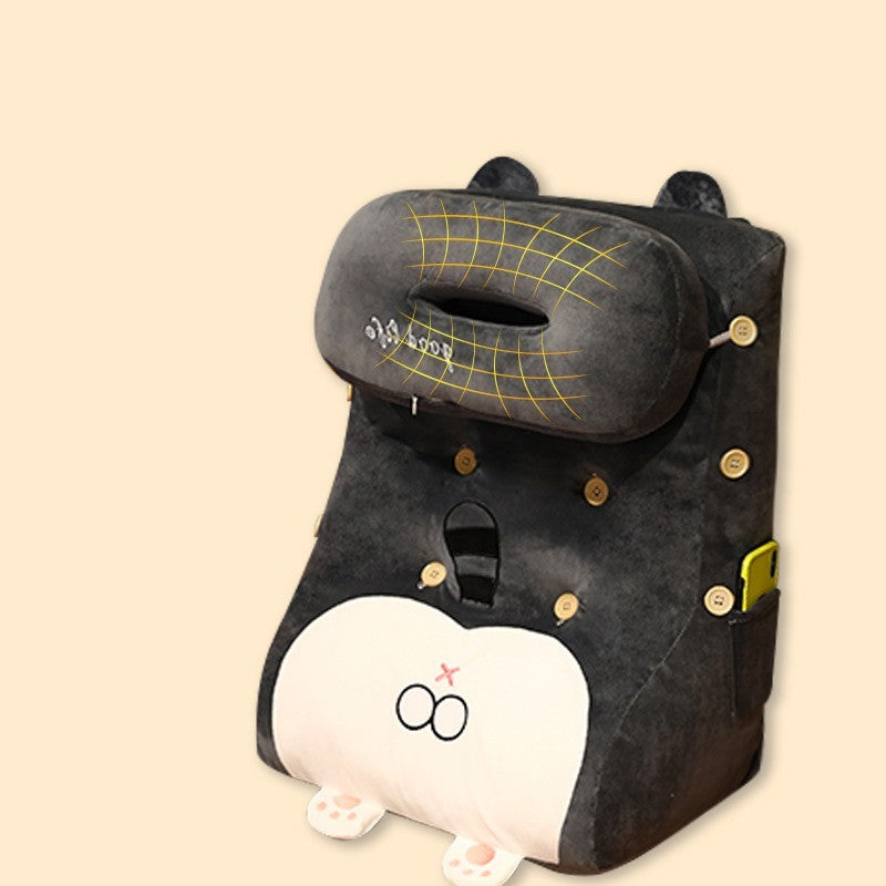 KTX-049427 Plush Cartoon Shaped Back Cushion - Cat, Dinosaur, Pig Designs, 48x30x60cm