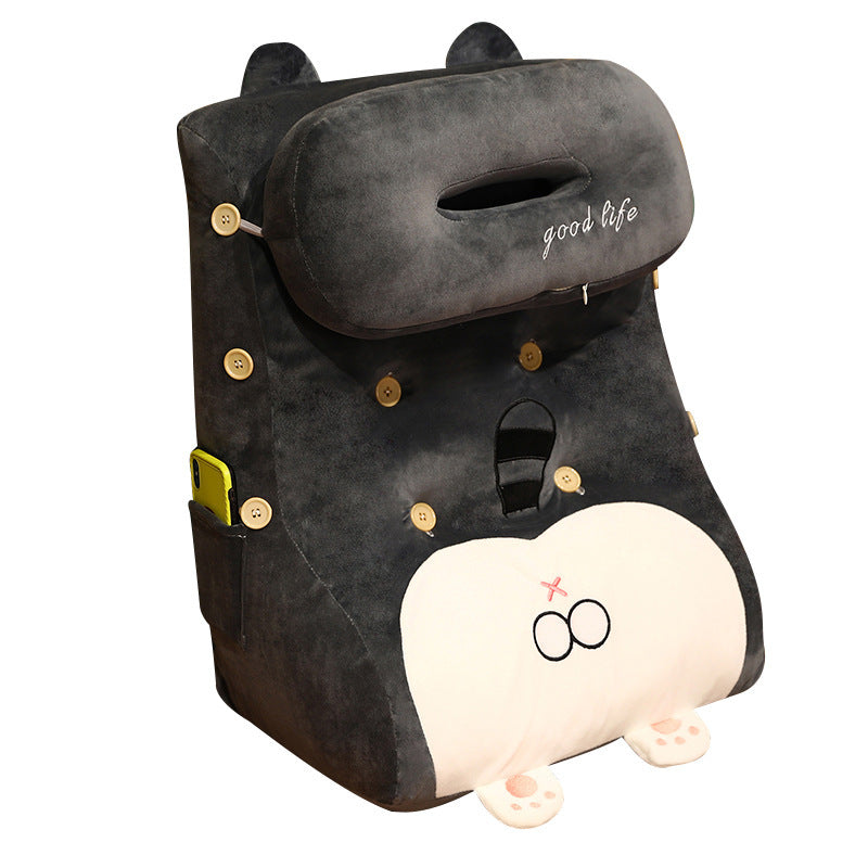 KTX-049427 Plush Cartoon Shaped Back Cushion - Cat, Dinosaur, Pig Designs, 48x30x60cm