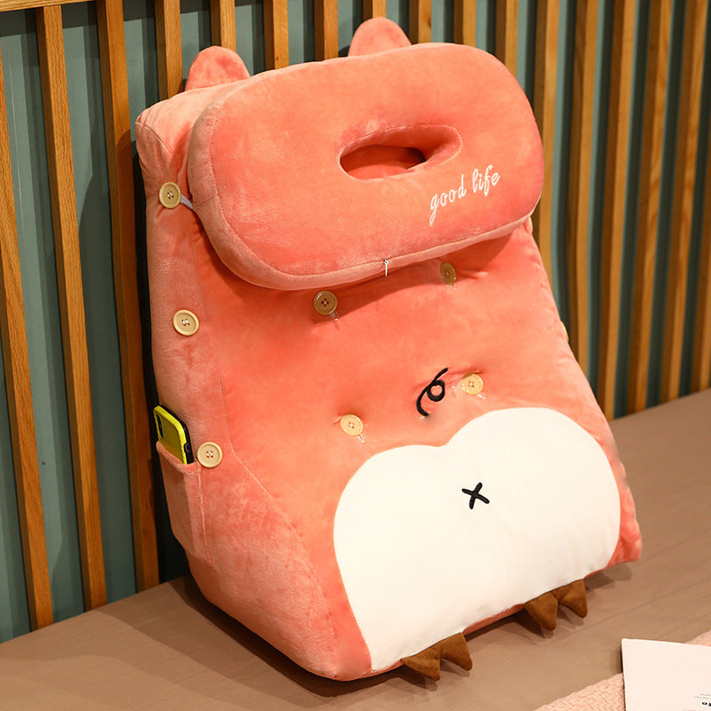 KTX-049427 Plush Cartoon Shaped Back Cushion - Cat, Dinosaur, Pig Designs, 48x30x60cm