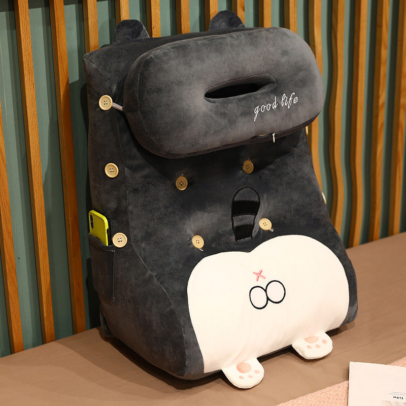 KTX-049427 Plush Cartoon Shaped Back Cushion - Cat, Dinosaur, Pig Designs, 48x30x60cm