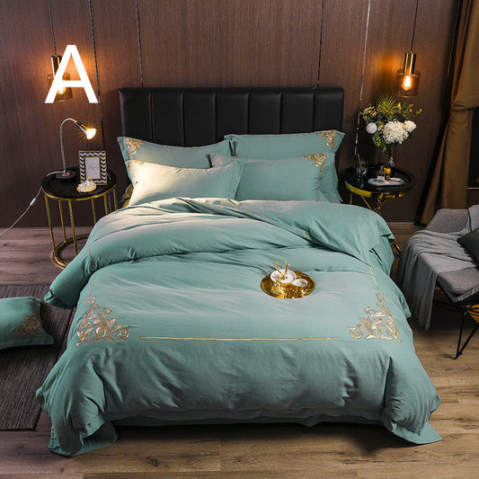 KTX-049683 Four-Piece Brushed Cotton Nordic Style Winter Bedding Set in Soft Nude