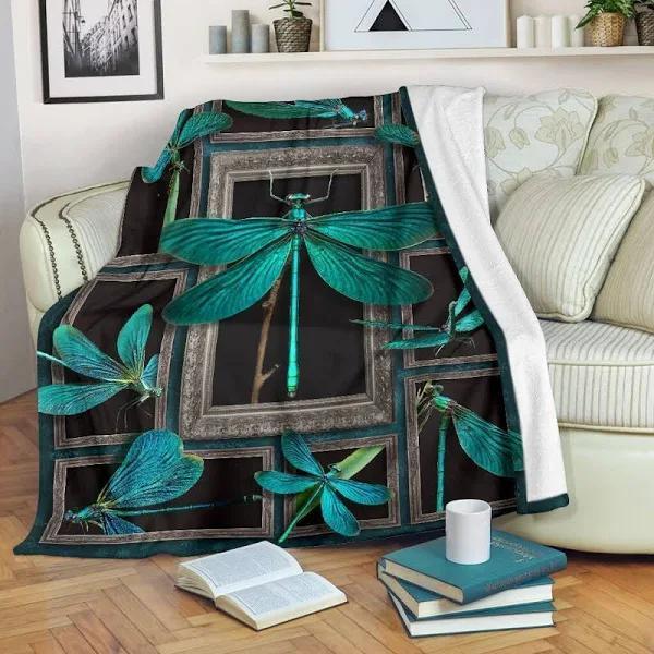 KTX-050515 3D Dragonfly Design Flannel Blanket for All Seasons