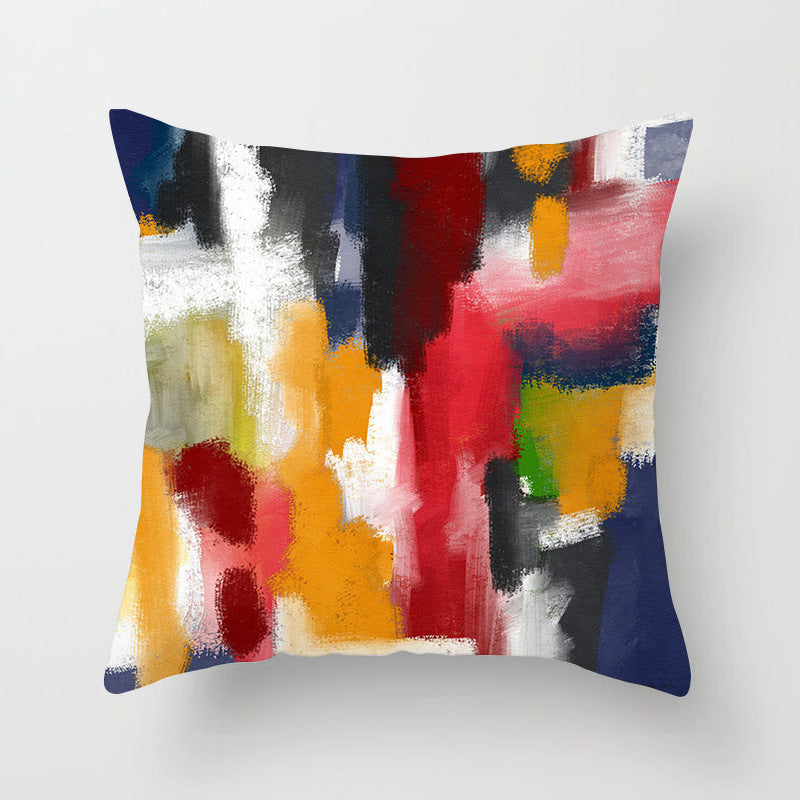 KTX-050579 Soft Peach Skin Cushion Cover in Printed Linen Design 45x45cm