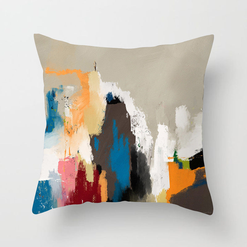 KTX-050579 Soft Peach Skin Cushion Cover in Printed Linen Design 45x45cm