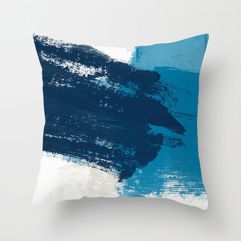 KTX-050579 Soft Peach Skin Cushion Cover in Printed Linen Design 45x45cm