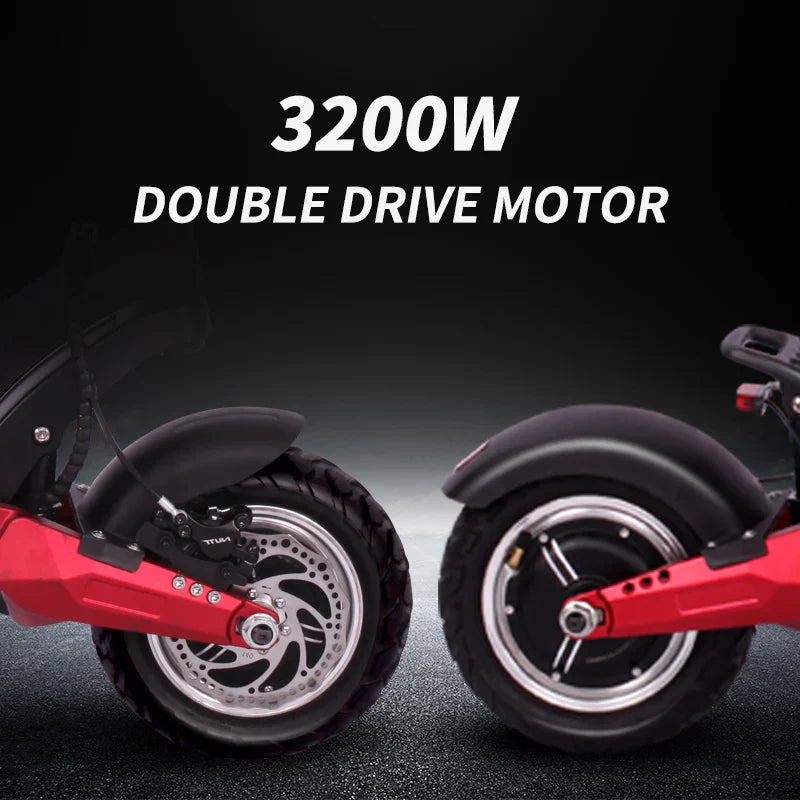 KTX-051027 Foldable 60V Dual Motor 1600W Electric Scooter for Adults with 10inch Solid Tires, Max Speed 70KM/h