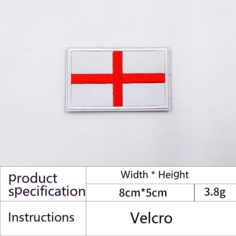 KTX-051603 Embroidered English Flag Fabric Patch with Adhesive and Velcro Backing for Clothing and Bags