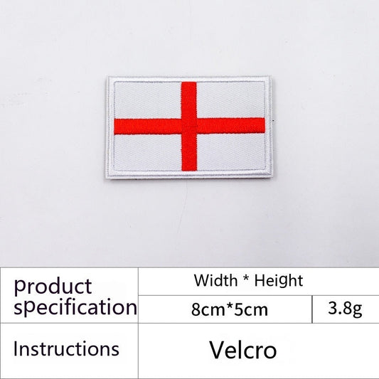 KTX-051603 Embroidered English Flag Fabric Patch with Adhesive and Velcro Backing for Clothing and Bags