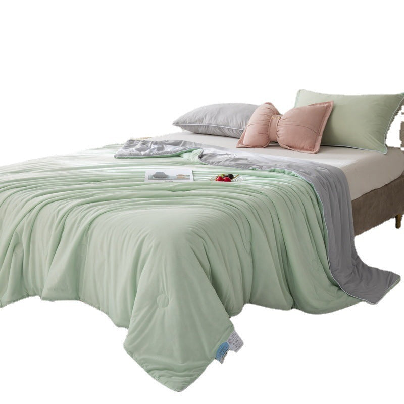 KTX-051667 Machine Washable Ice Silk Summer Quilt - Cool Fiber Antibacterial Filler, INS Style, 150x200cm & 200x230cm Options Available