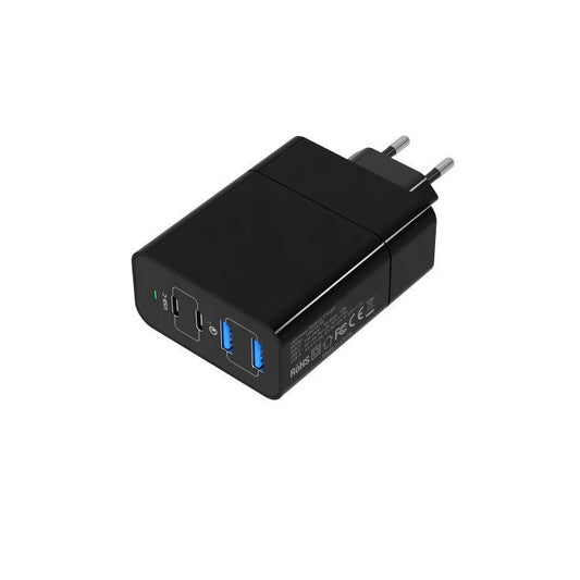 KTX-051731 Dual Port USB-C Charger with 48W Power Delivery, Compact Design, 100-240V Input